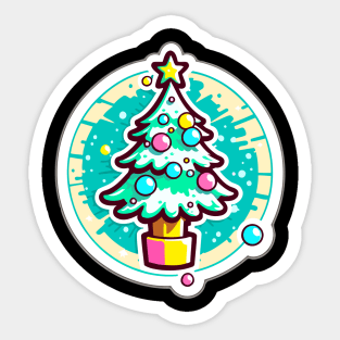 Green Splash Kawaii Christmas Tree Sticker